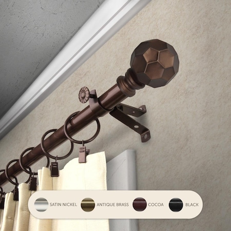 Central Design 0.8125 in. Remi Curtain Rod with 66 to 120 in. Extension, Cocoa 4890-667